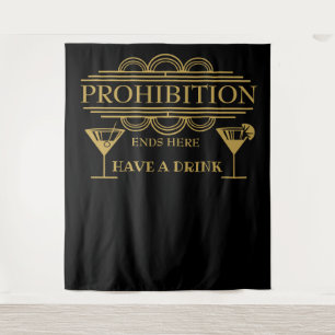 Art deco PROHIBITION wedding photo booth back drop Tapestry