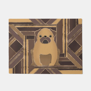 Art Deco Pug dog - Pastel Gold Doormat