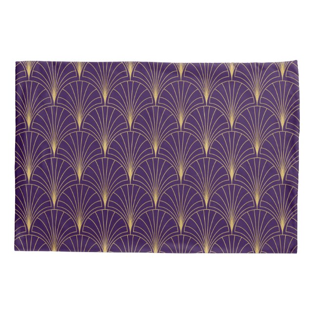 Art Deco Purple and Gold Art Deco Pillowcase (Back)