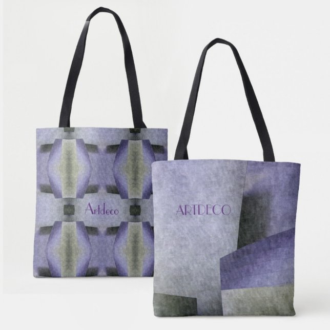 Art Deco Purple and Green Pattern Customizable Tote Bag (Creator Uploaded)