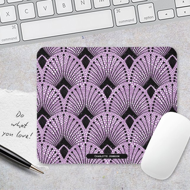 Art Deco Purple Classic Retro Peacock Pattern Mouse Mat (Elegant Art Deco Purple Peacock Pattern Mouse Pad ©Susanne Sachers - Sunny Mind 🌞)