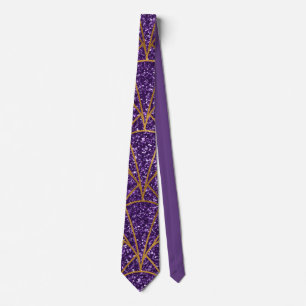 Art Deco Purple Gold Glitter Pattern  Tie