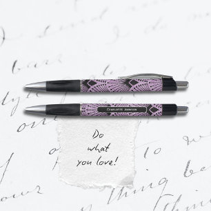 Art Deco Purple Vintage Peacock Pattern Pen