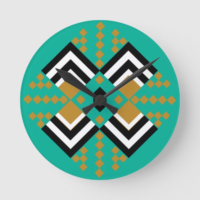 Art Deco Quilt Inspired   Round Clock (Front)