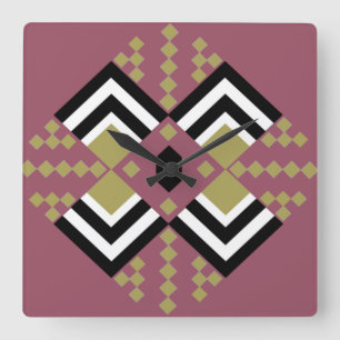 Art Deco Quilt Inspired Square Wall Clock
