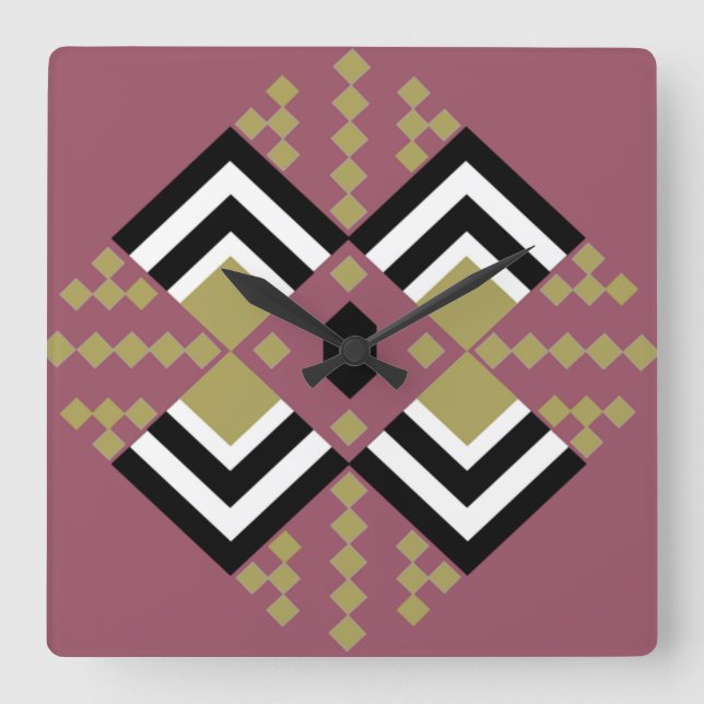 Art Deco Quilt Inspired  Square Wall Clock (Front)