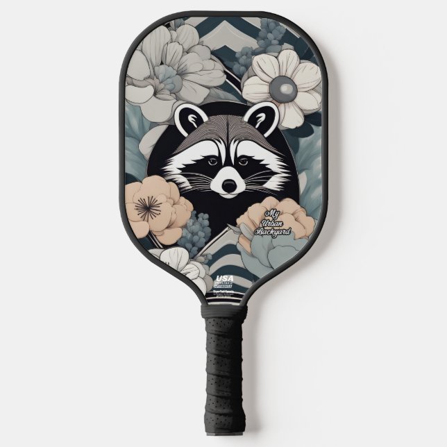 Art Deco Racoon Personalised Pickleball Paddle (Front)