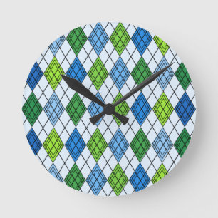 Art Deco Rain Argyle Round Clock