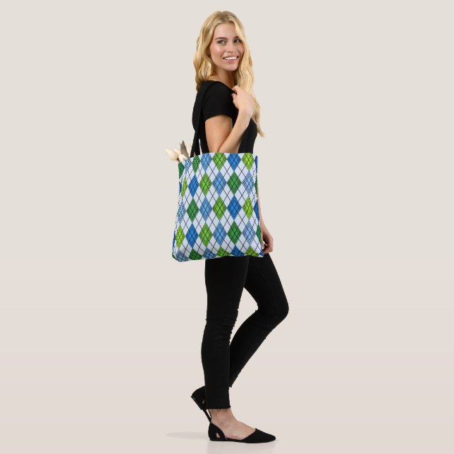 Art Deco Rain Argyle Tote Bag (On Model)