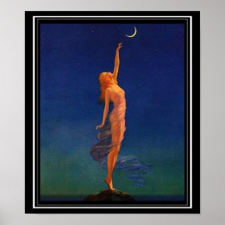 Art Deco - Reaching for the Moon Pin Up Girl  Poster
