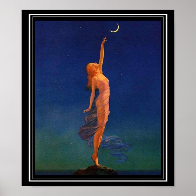 Art Deco - Reaching for the Moon Pin Up Girl  Poster (Front)