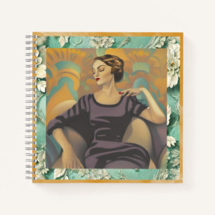 Art Deco Reclining Woman Artwork Notebook
