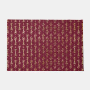 Art deco red and gold pattern doormat