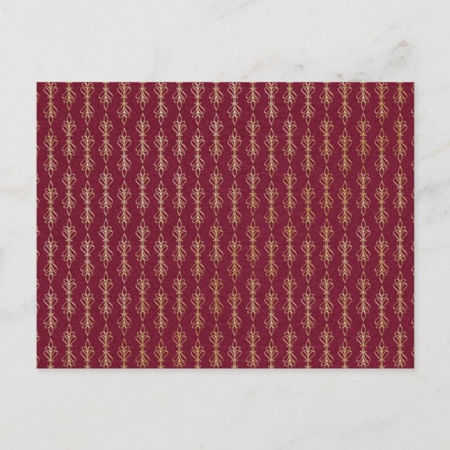 Art deco red and gold pattern postcard (Front)