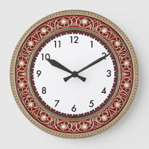 Art Deco Red Large Clock