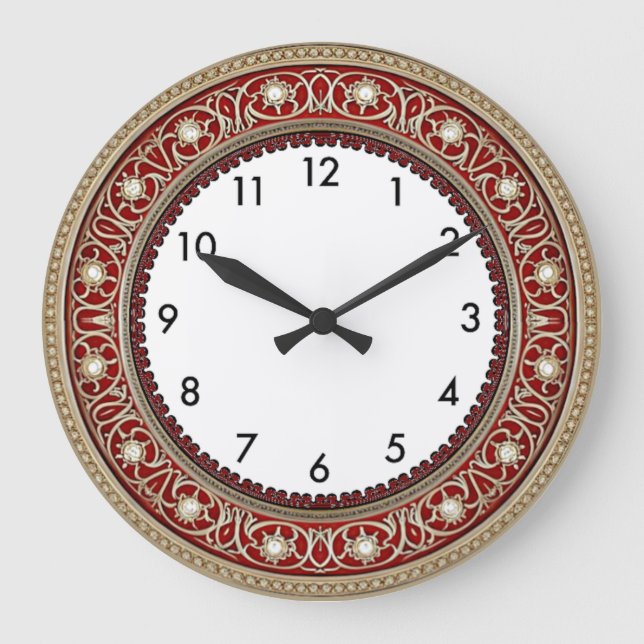 Art Deco Red Large Clock (Front)
