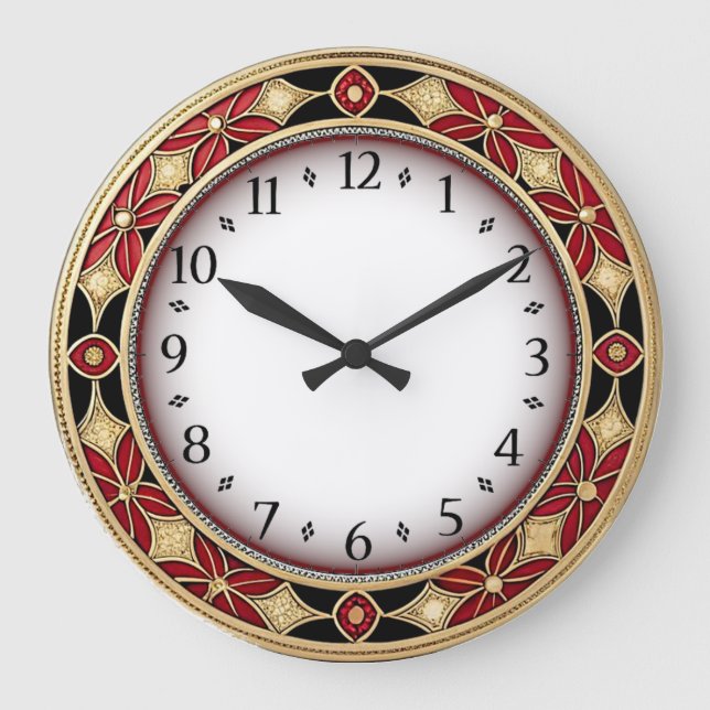 Art Deco Red Large Clock (Front)