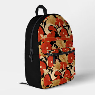Art Deco Red Poppies Personalized Printed Backpack