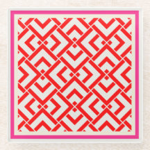 Art deco, red print in vibrant colours