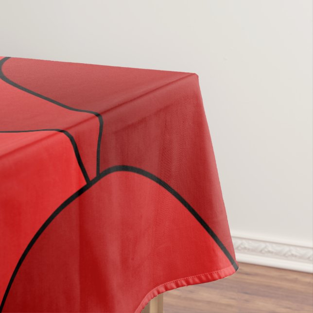 Art Deco Red Scales Design Tablecloth (In Situ)