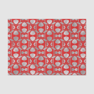 Art Deco Red Silver Fan Tissue Paper