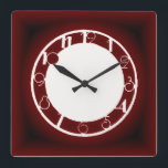 Art Deco red Square Wall Clock<br><div class="desc">Great design. You will love it like others. Be free to use this design for other product or to add your text. Thank you. Follow me for more. Have a nice day.</div>