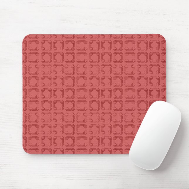 Art Deco Red Squares Mouse Mat (With Mouse)