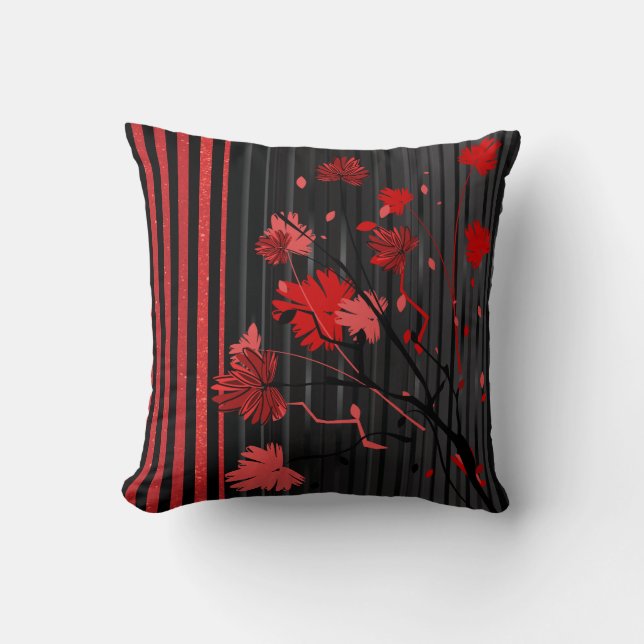 Art Deco Red Stripe Pattern Cushion (Front)