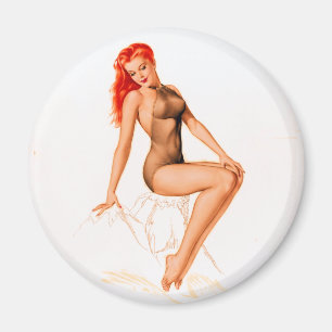 Art Deco Redhead Pin Up Magnet