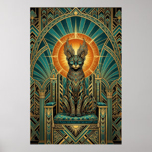 Art Deco Regal Halo Cat Wall Art