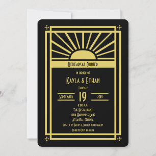 Art Deco Rehearsal Dinner Invitation
