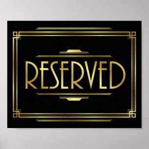 Art Deco RESERVED Sign Print