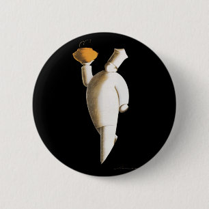 Art Deco Restaurant Chef, Vintage Business 6 Cm Round Badge
