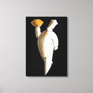 Art Deco Restaurant Chef, Vintage Business Canvas Print