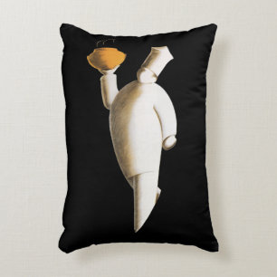 Art Deco Restaurant Chef, Vintage Business Decorative Cushion