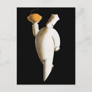 Art Deco Restaurant Chef, Vintage Business Postcard