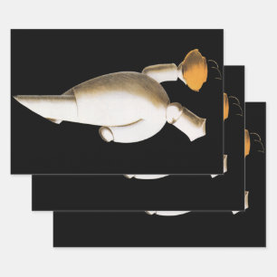 Art Deco Restaurant Chef, Vintage Business Wrapping Paper Sheet