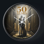 Art Deco Retro Black & Gold Wedding Anniversary Clock<br><div class="desc">Step back in time with our Art Deco Retro Black & Gold Wedding Anniversary Clock,  radiating timeless elegance. #ArtDeco #Retro #BlackGold #WeddingAnniversary

The text is fully customisable,  allowing you to adjust it for any year. This is another 100% original Snuggle Hmaster Deisgns.</div>