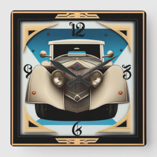 Art Deco retro car Square Wall Clock