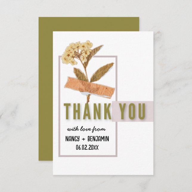 Art Deco Retro Floral Elegant Custom Wedding Thank You Card (Front/Back)