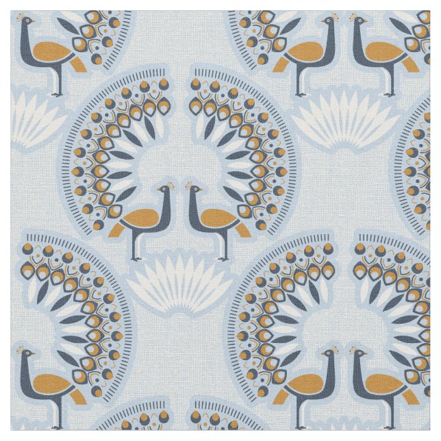 Art Deco retro Peacock Fabric (Close Up)