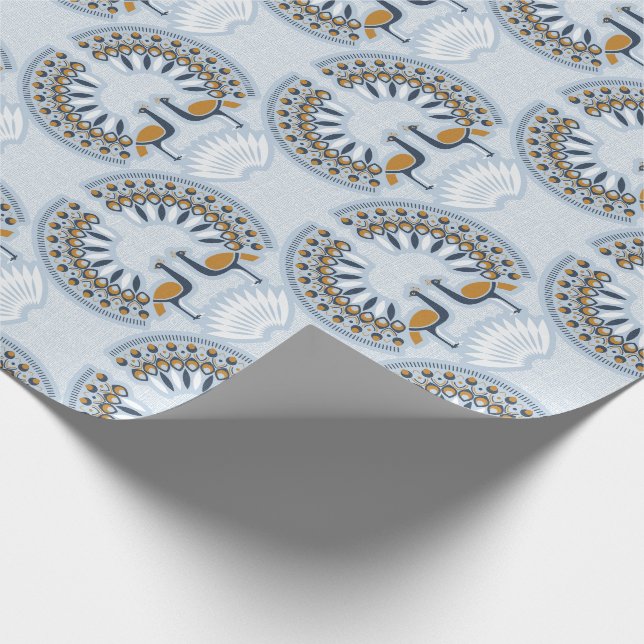 Art Deco retro Peacock Wrapping Paper (Corner)