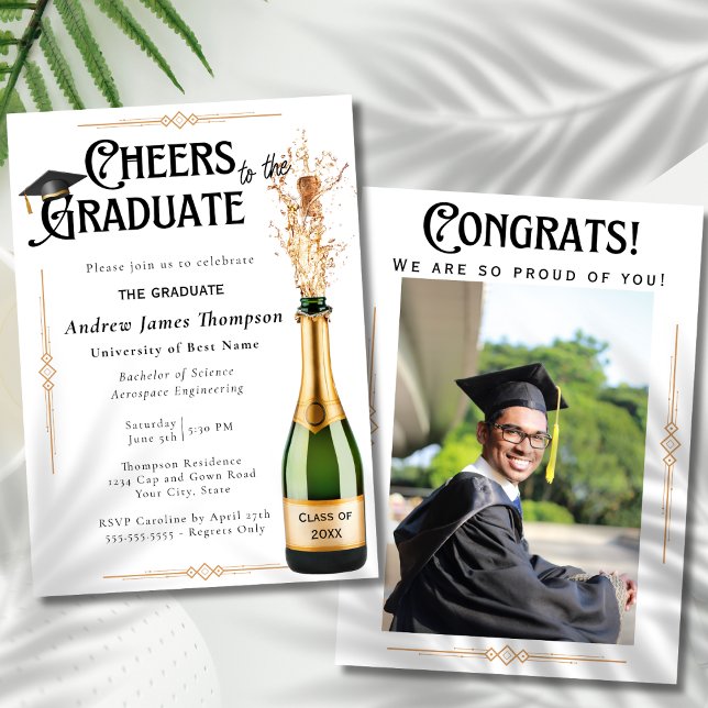 Art Deco Retro Photo Graduation Party Announcement (Creator Uploaded)