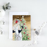 Art deco retro vintage Christmas add message lady Holiday Card<br><div class="desc">design by www.etsy.com/Shop/VanityFlairDesigns</div>
