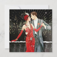 art deco retro vintage Christmas couple