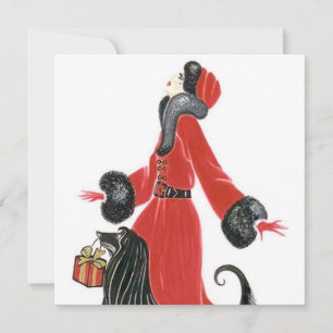 Art deco retro vintage Christmas Holiday Card