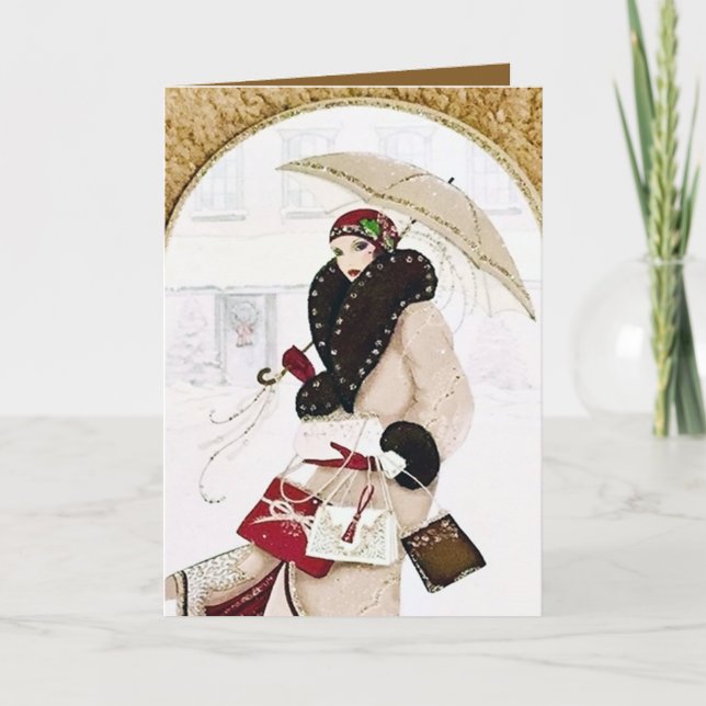 Art Deco retro vintage Christmas Holiday Card (Front)