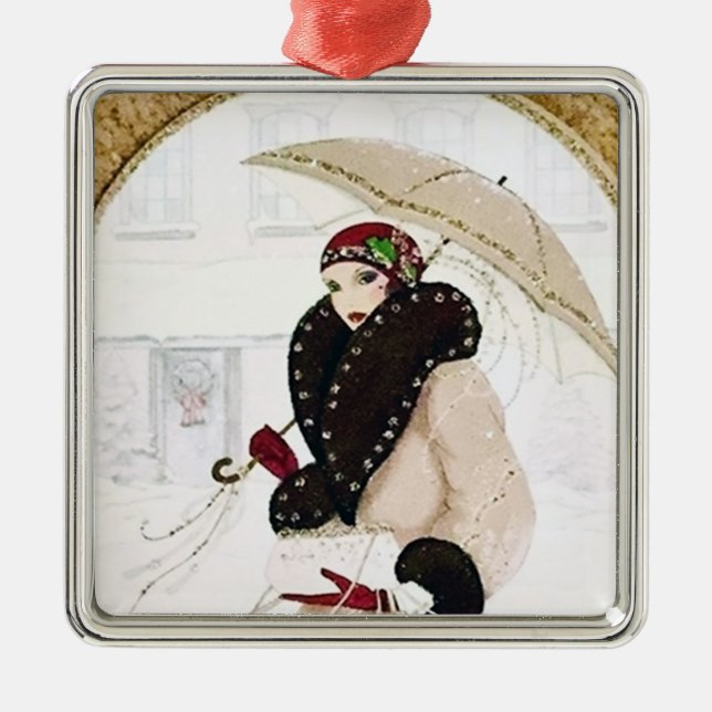art deco retro vintage Christmas Holiday ornament (Front)