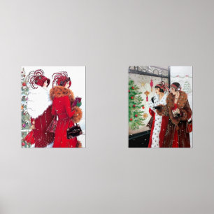 Art Deco retro vintage Christmas Ladies