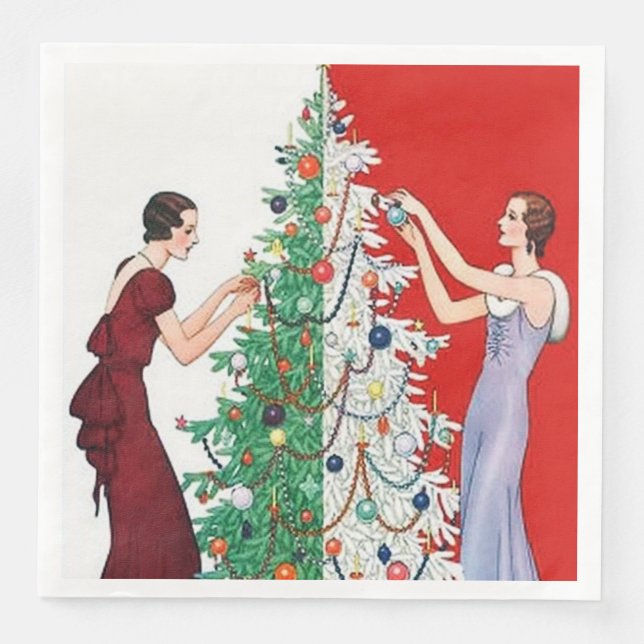Art deco retro vintage Christmas Ladies party Napkin (Front)
